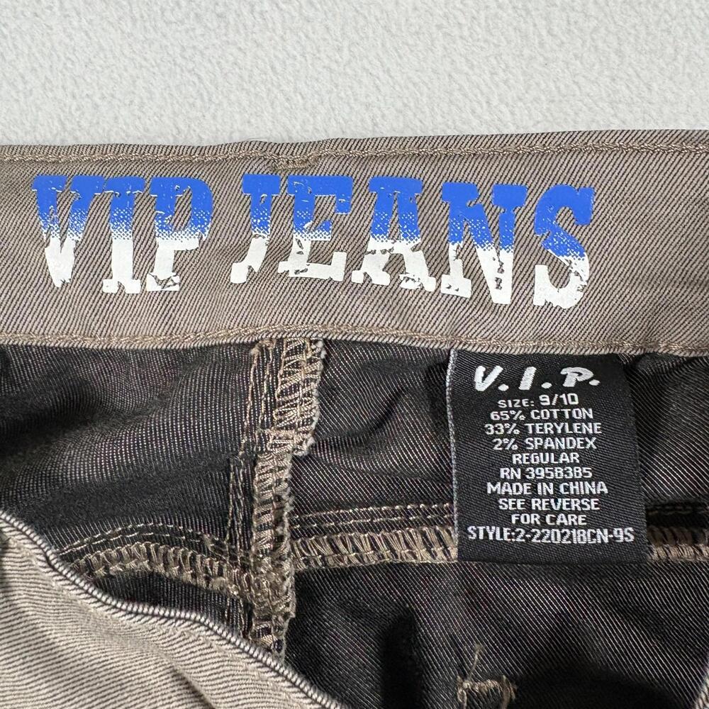 VIP Jeans Womens 8/10 Y2K Wide Leg Cargo Pants Brown Multi Pocket Stretch - Picture 6 of 10